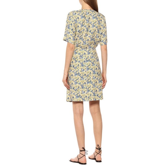 A.P.C. Christa floral A-Line crêpe de chine Blue & Yellow skirt Size 34FR - US2 - Picture 3 of 8